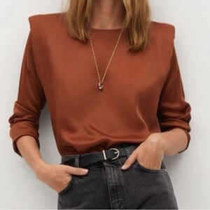 Mango Rust Satin Blouse
